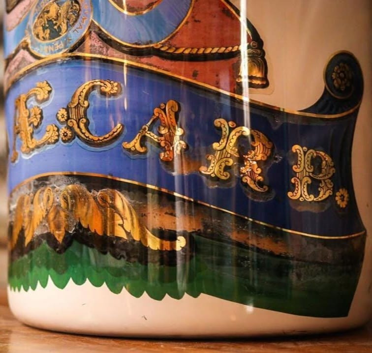 Large Victorian Reverse Painted Lidded Apothecary Jar