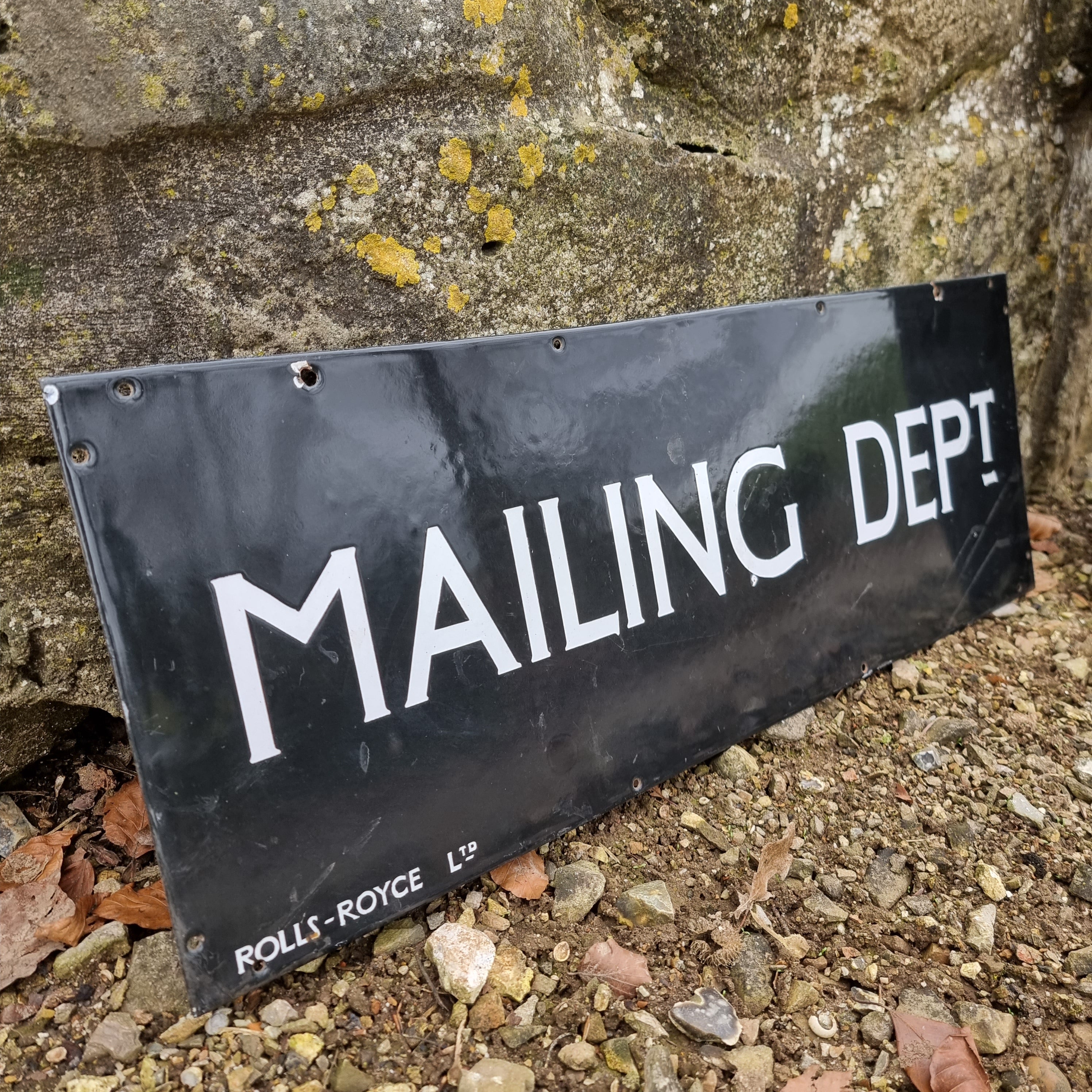 Rolls Royce 'Mailing Dept' Enamel Sign