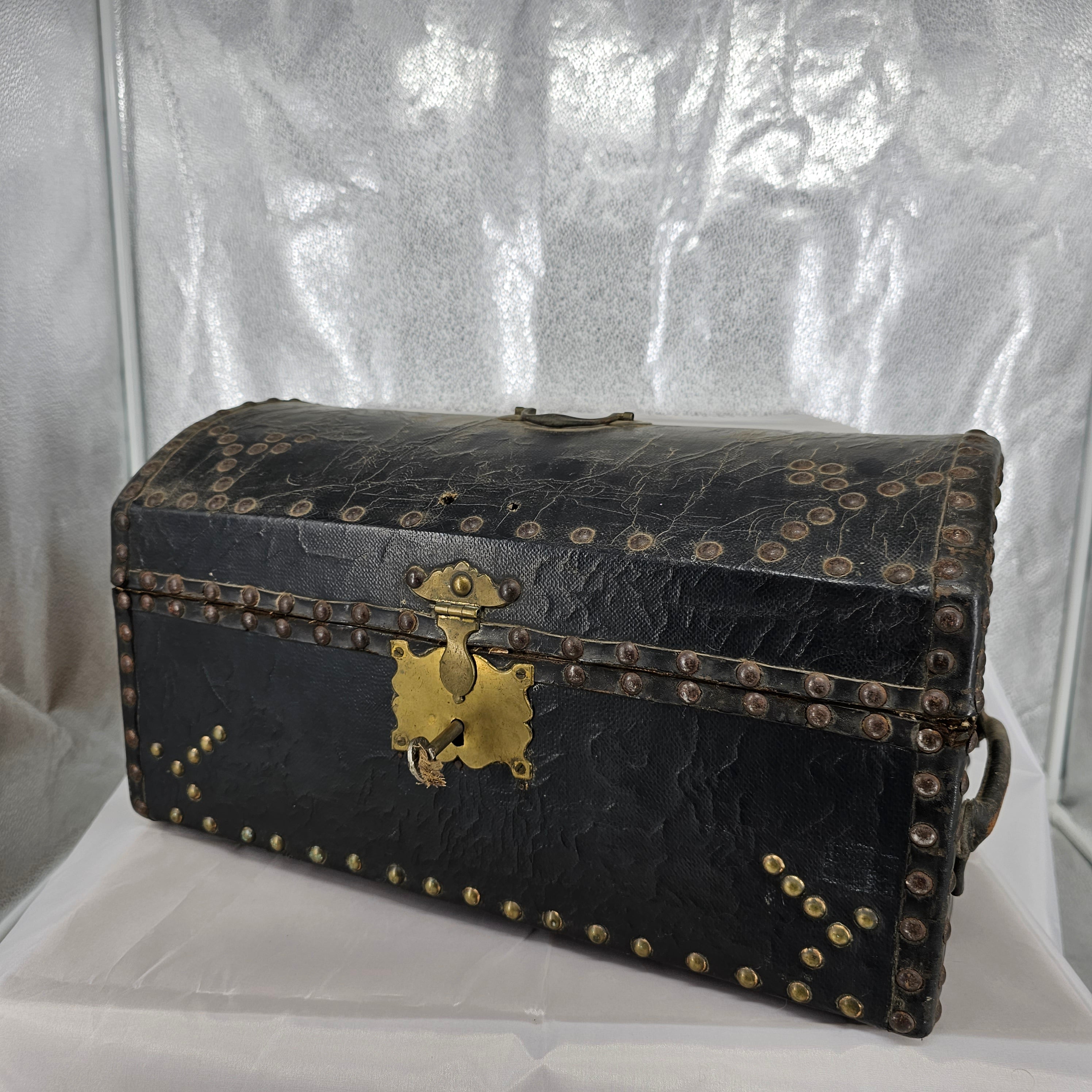 Small Georgian Domed Leather Trunk