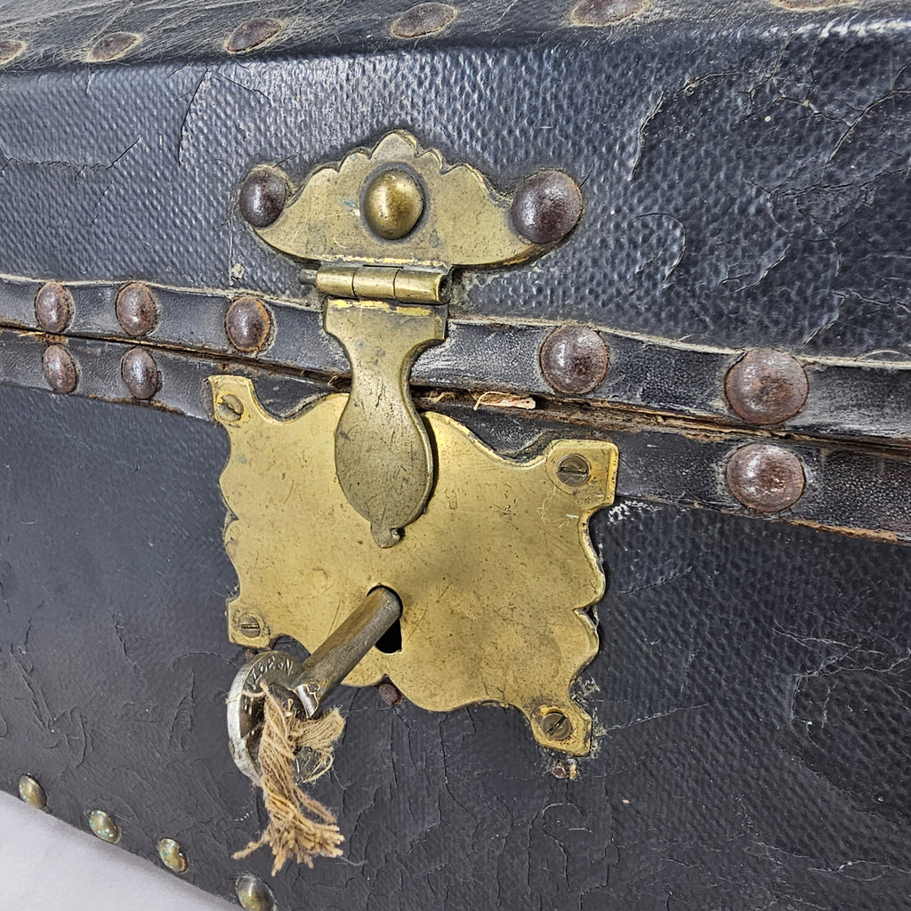 Small Georgian Domed Leather Trunk