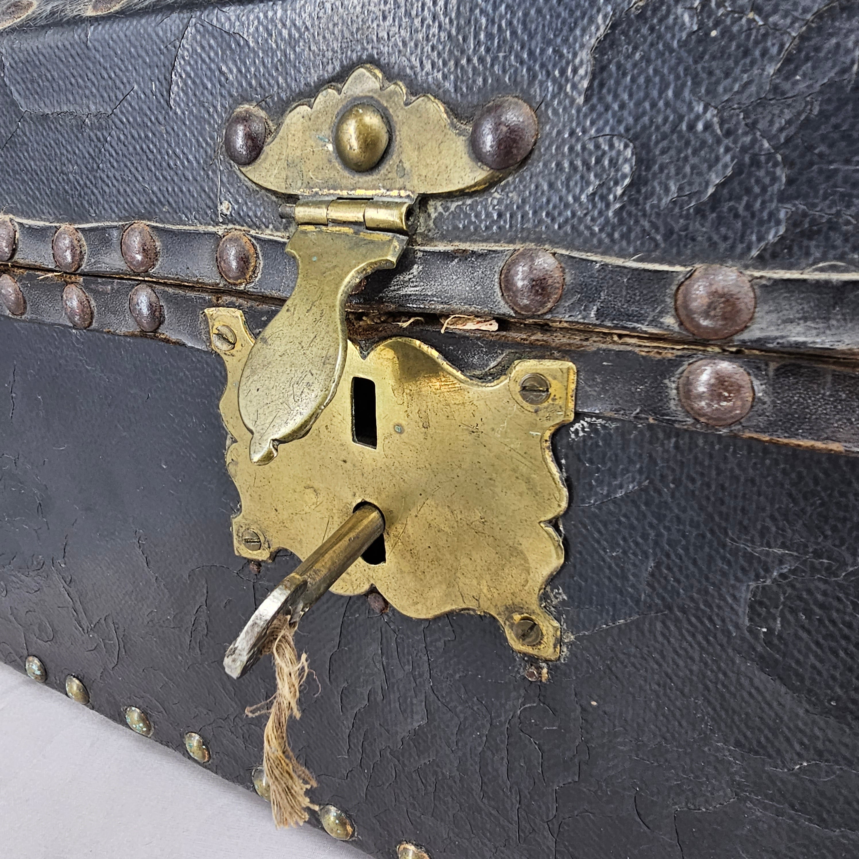 Small Georgian Domed Leather Trunk