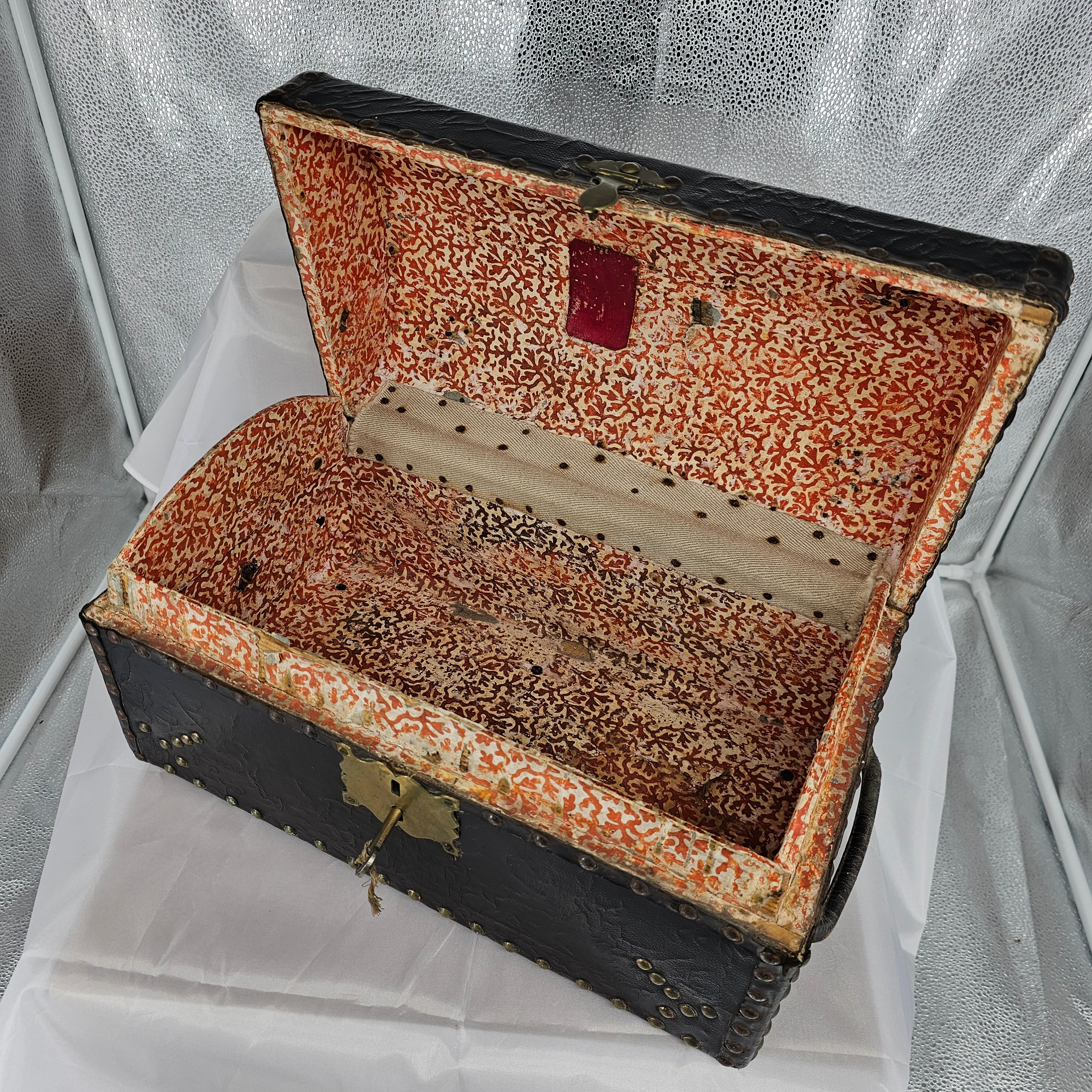 Small Georgian Domed Leather Trunk