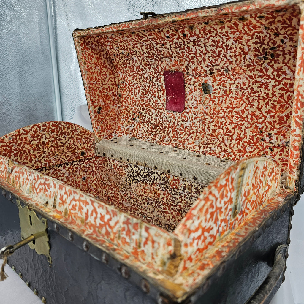 Small Georgian Domed Leather Trunk