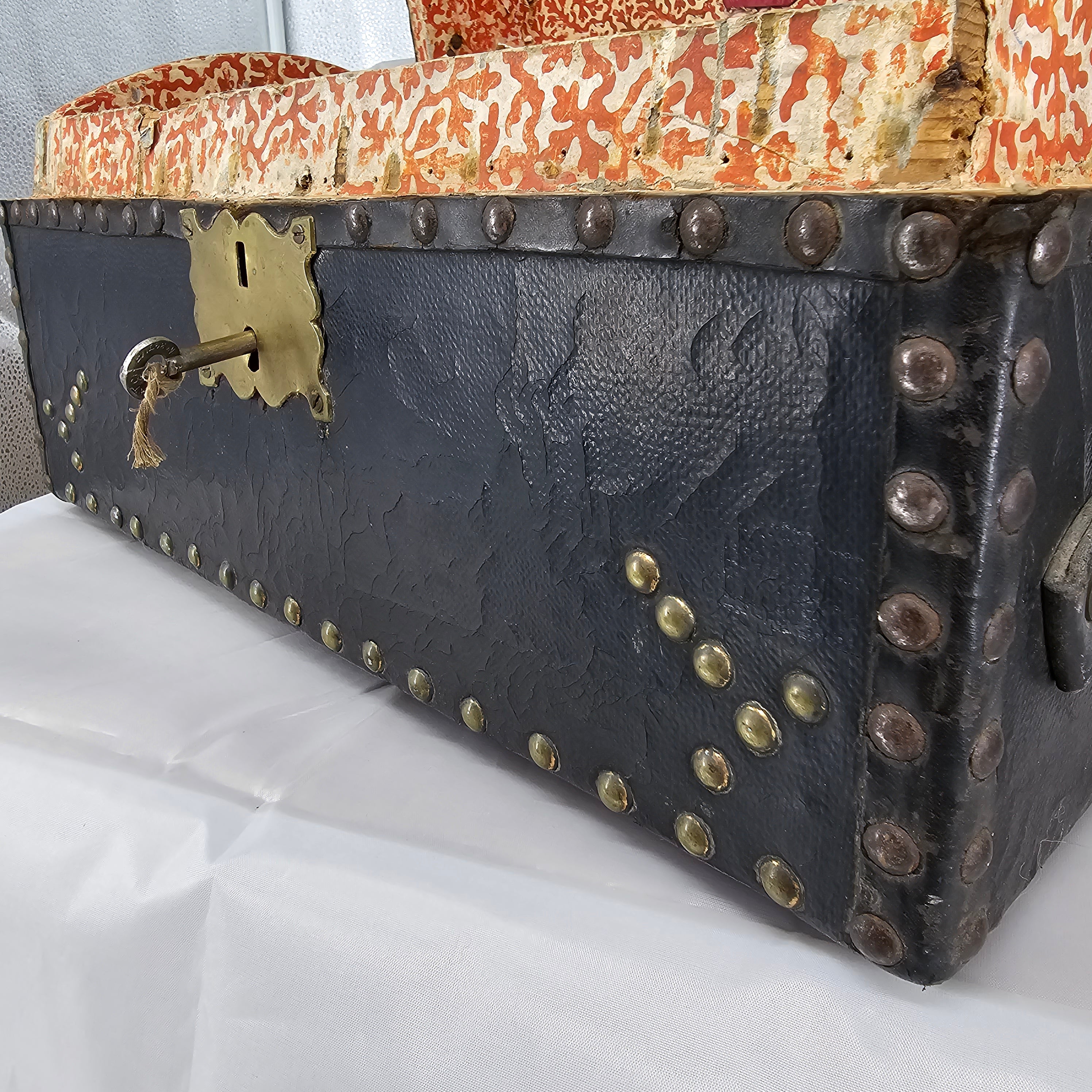 Small Georgian Domed Leather Trunk