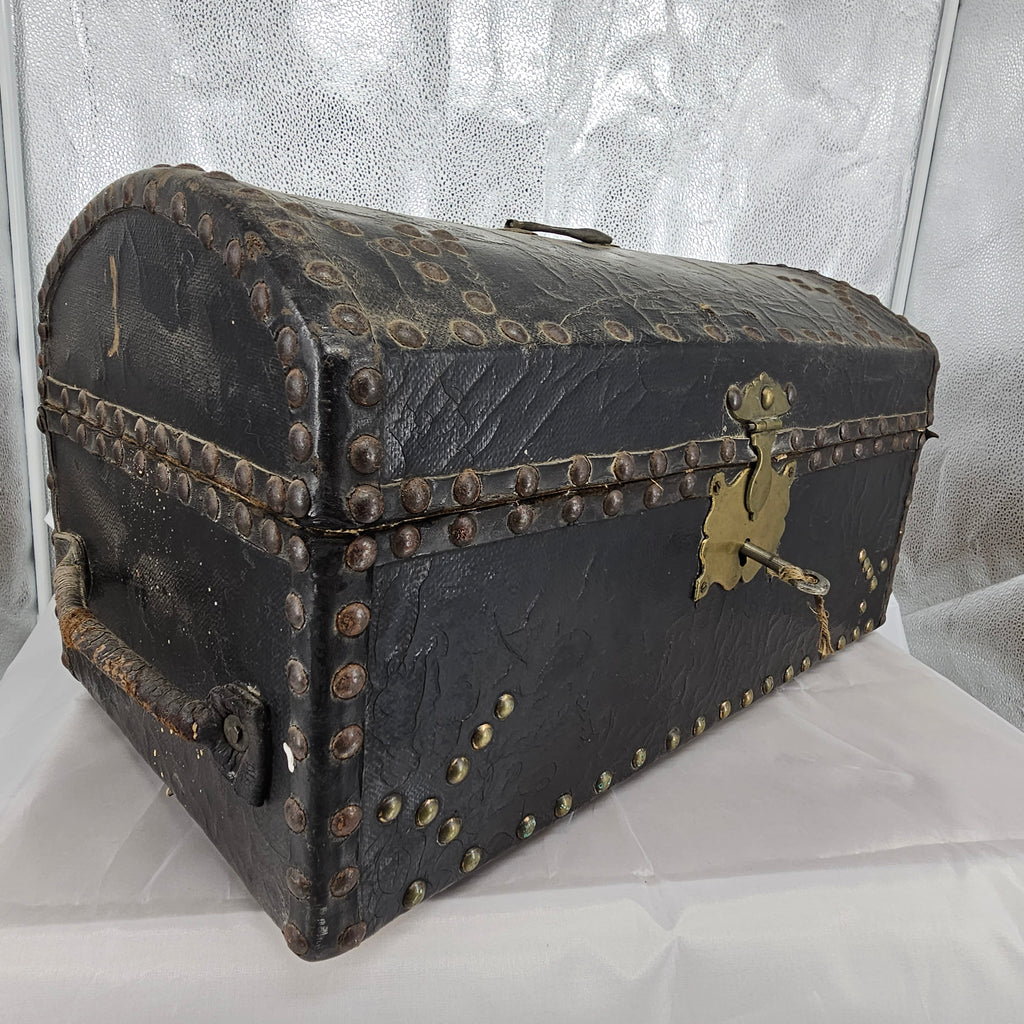 Small Georgian Domed Leather Trunk
