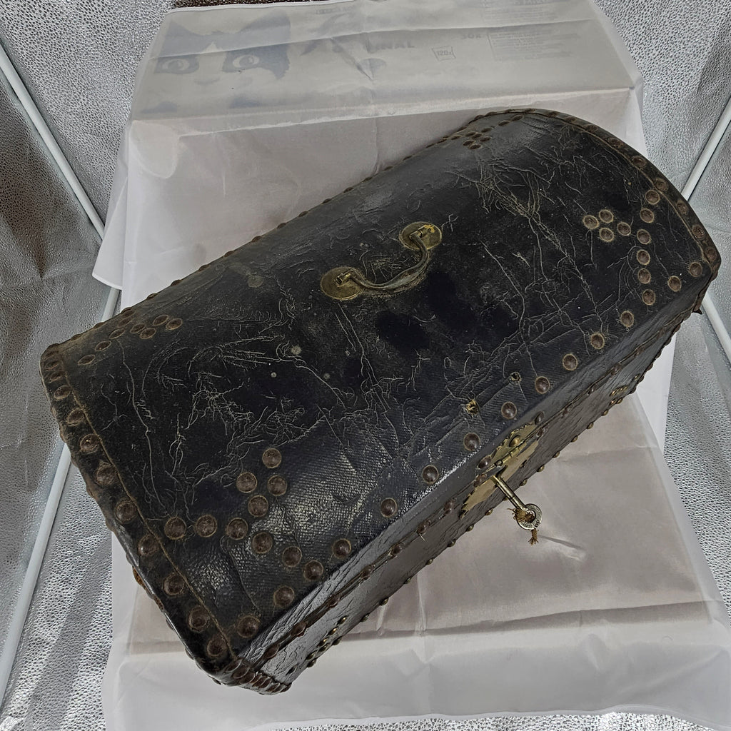 Small Georgian Domed Leather Trunk