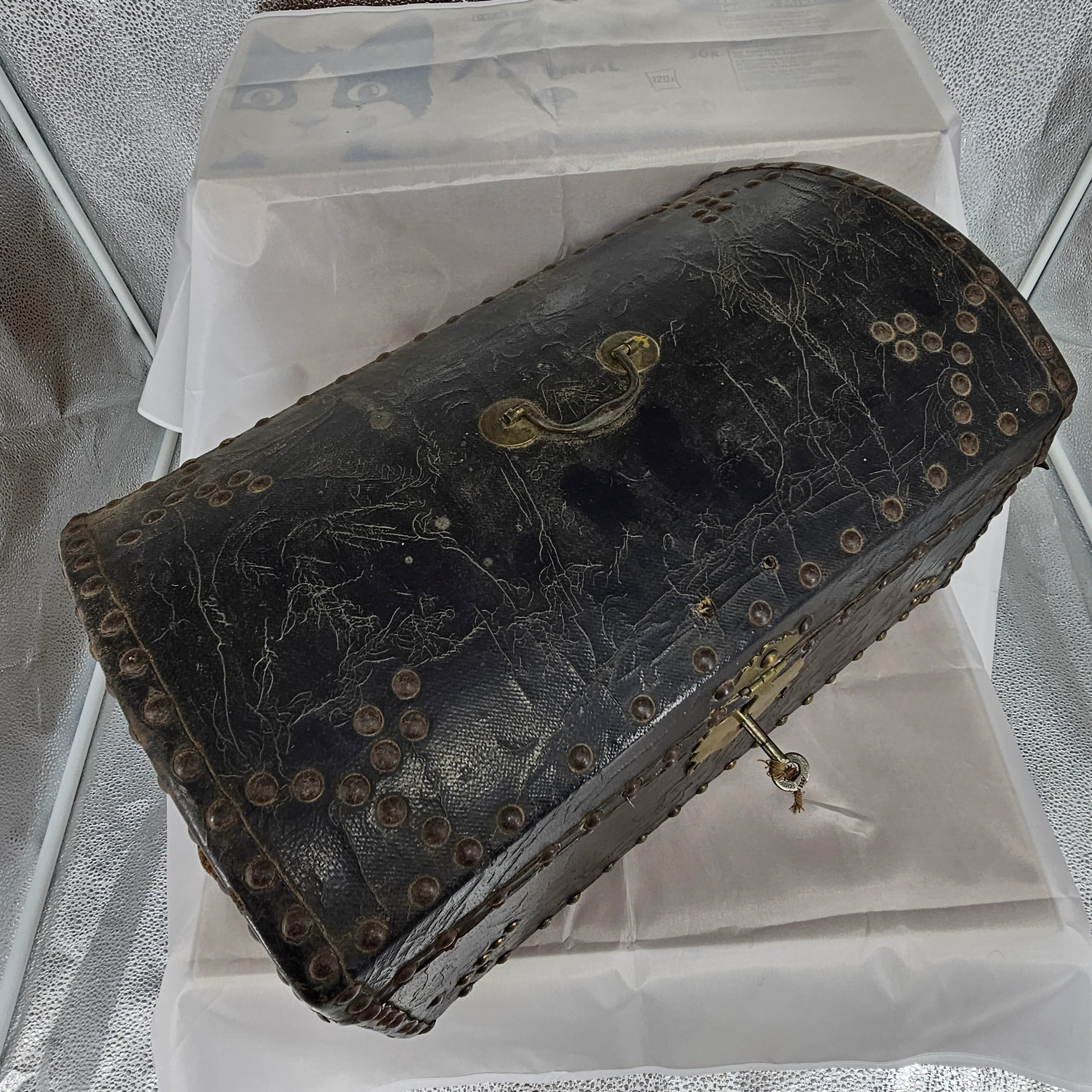 Small Georgian Domed Leather Trunk