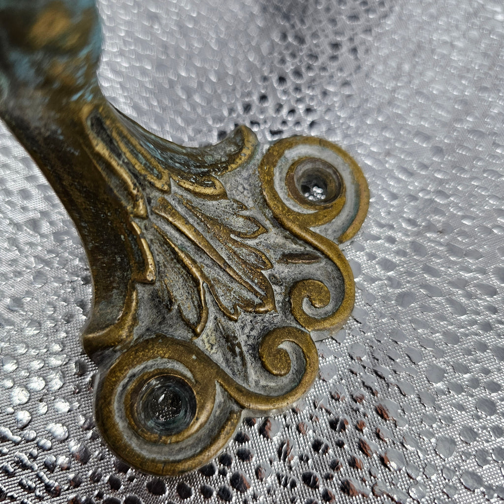Victorian Brass and Oak Door Pull Handle