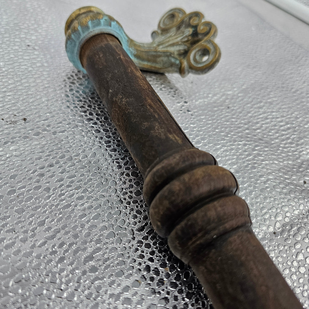 Victorian Brass and Oak Door Pull Handle
