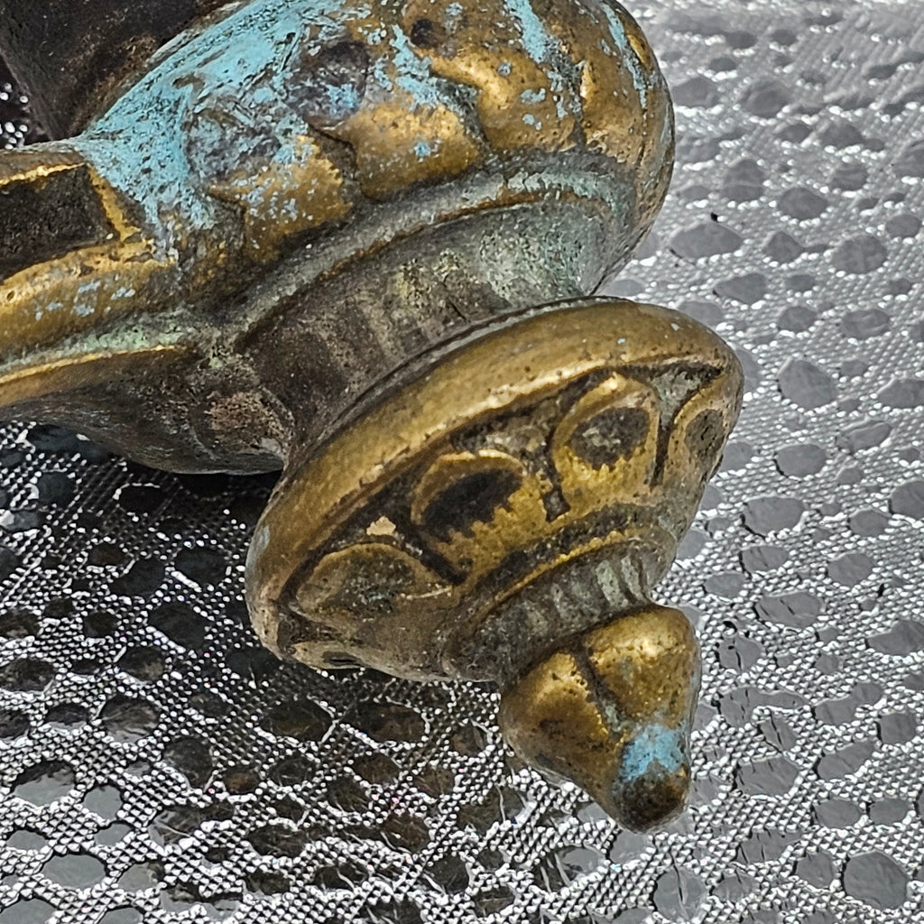 Victorian Brass and Oak Door Pull Handle