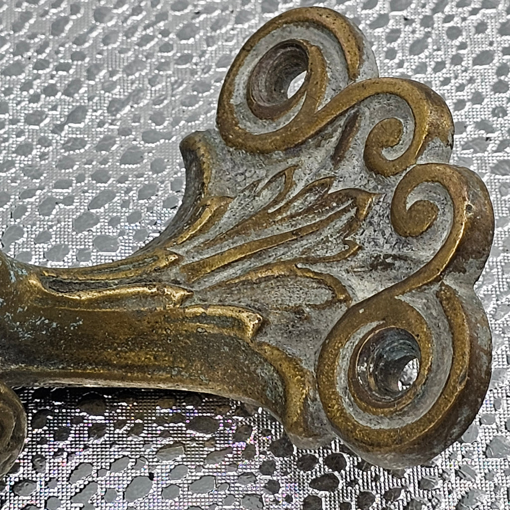 Victorian Brass and Oak Door Pull Handle