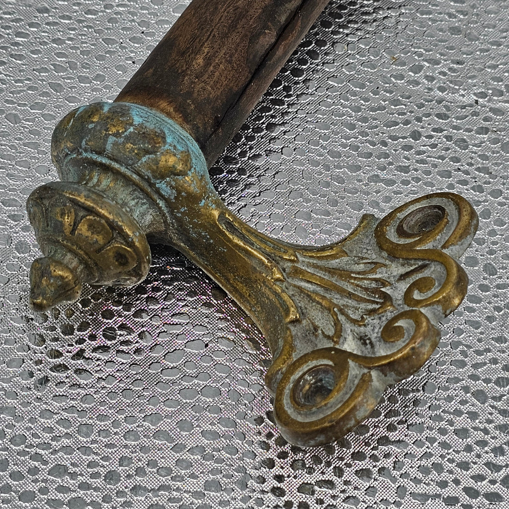 Victorian Brass and Oak Door Pull Handle