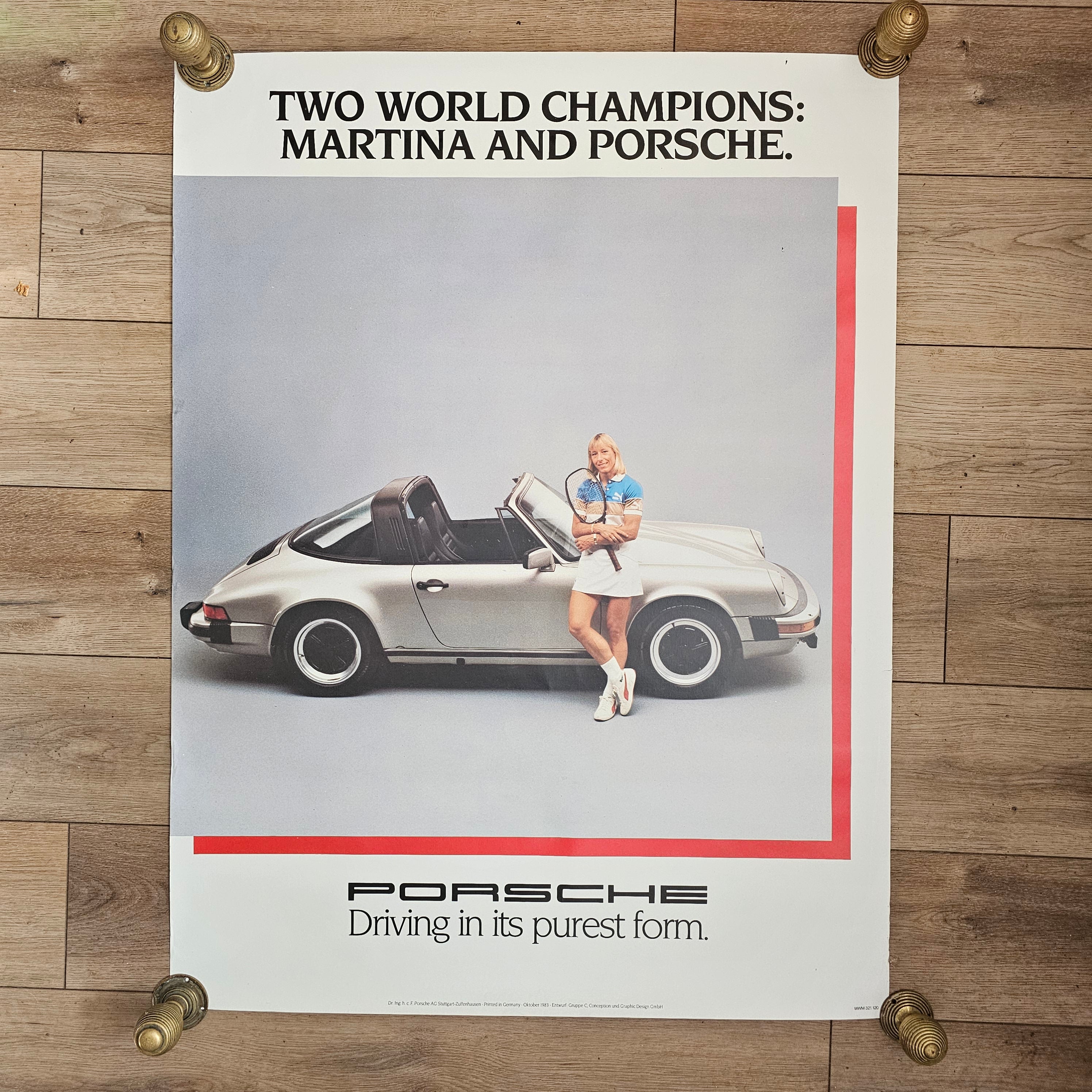 Porsche + Martina Navratilova Vintage Poster