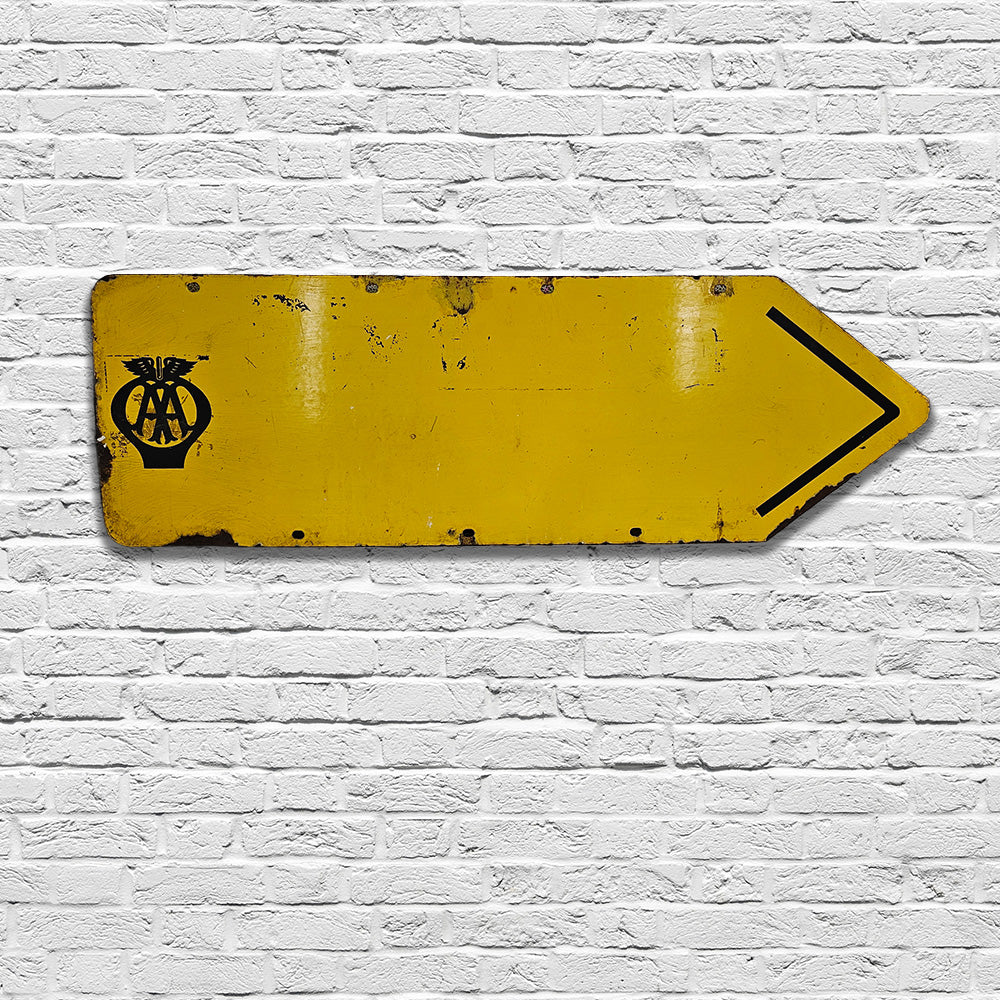 AA Directional Arrow Enamel Sign - Double-Sided