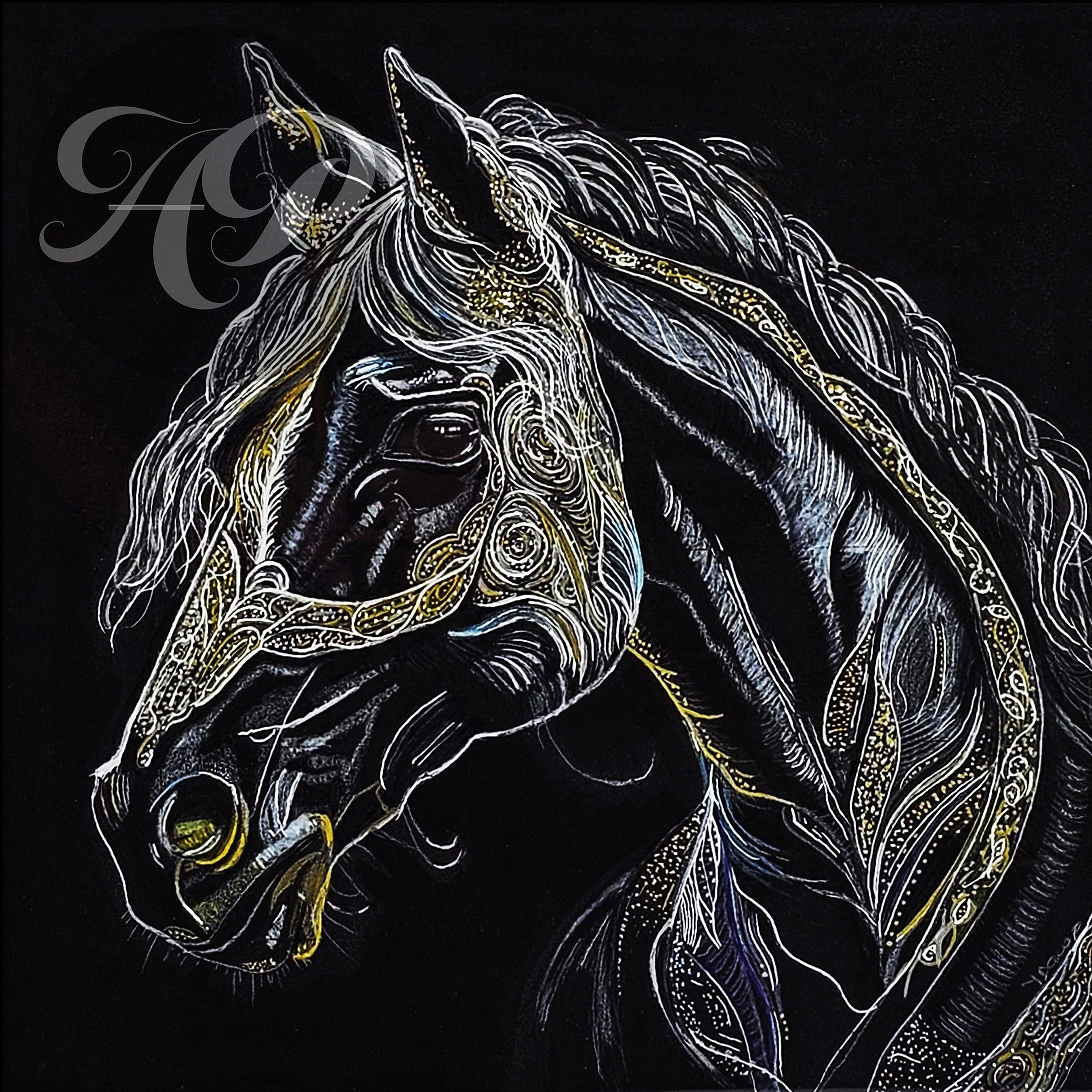 Equus Onyx Original - Mixed Media on Paper