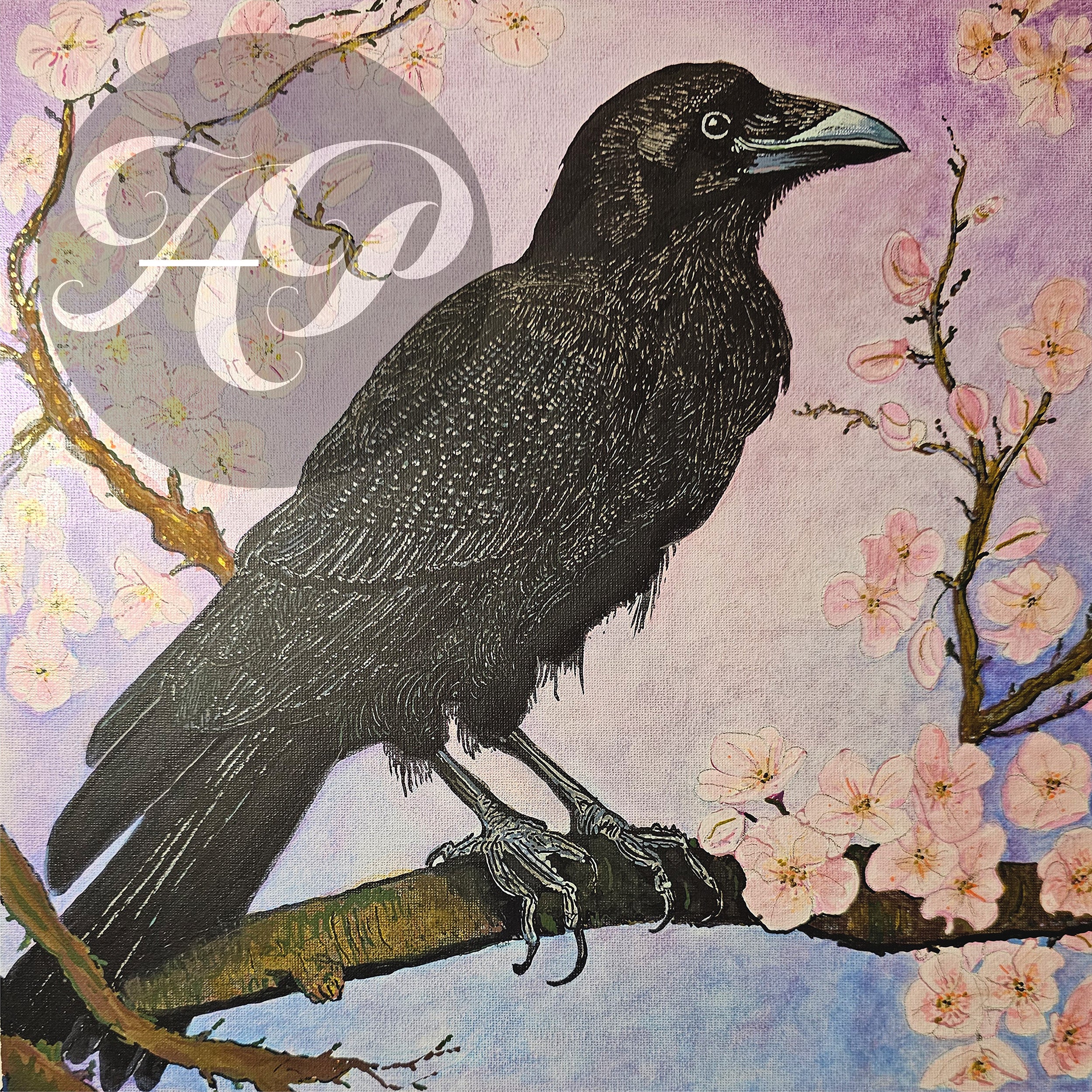 Cherry Raven Original - Multimedia on Canvas