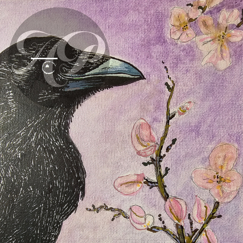 Cherry Raven Original - Mixed Media on Canvas