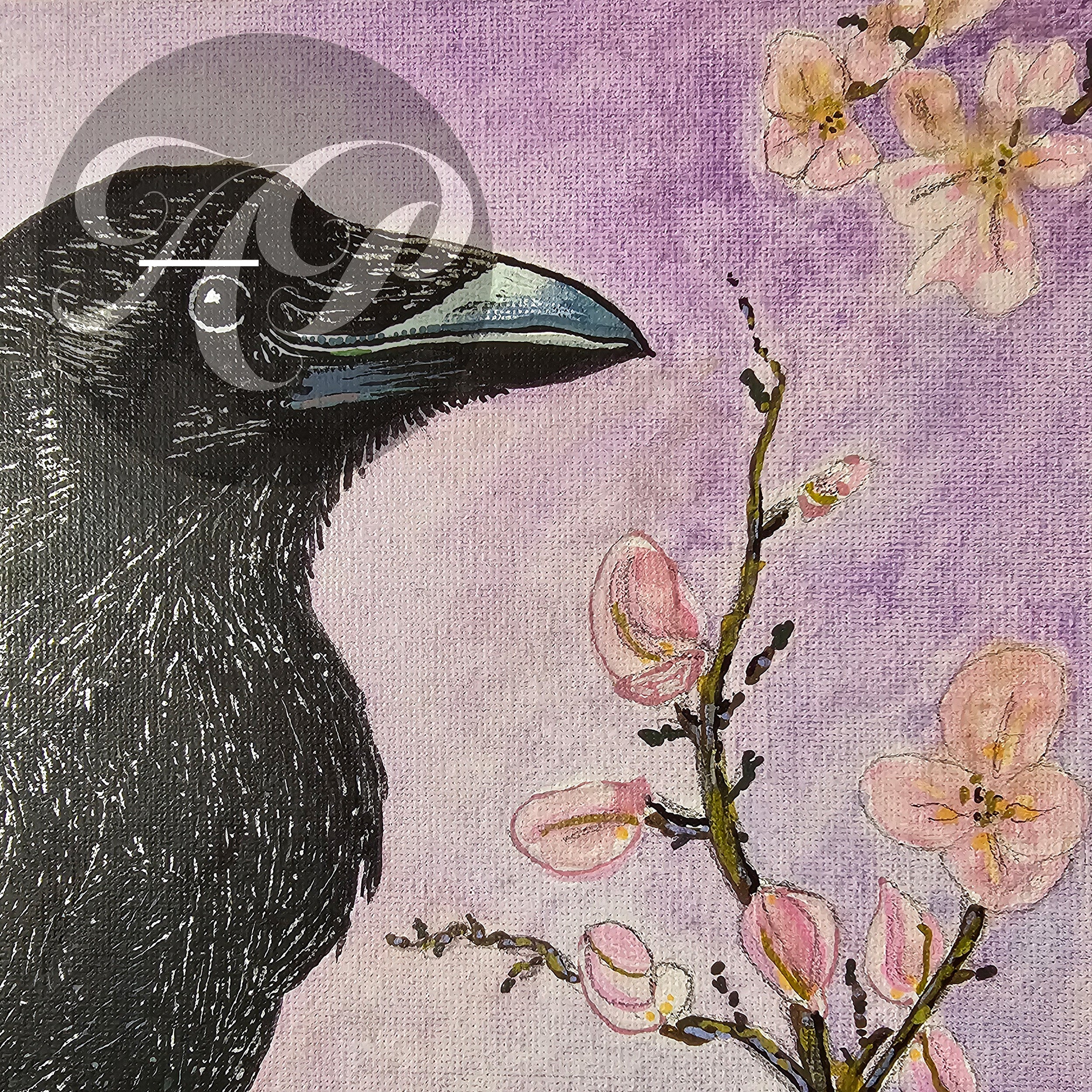 Cherry Raven Original - Multimedia on Canvas