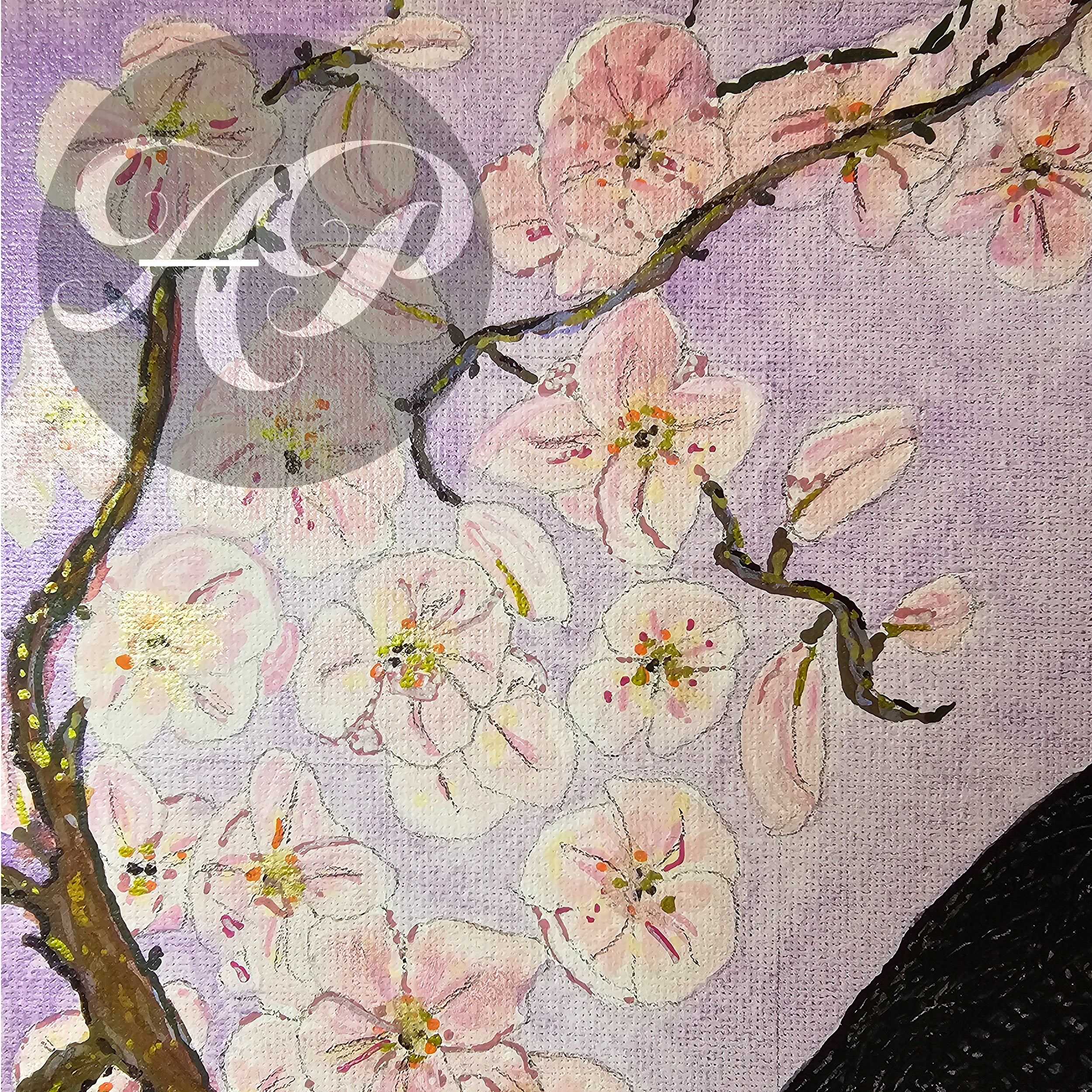 Cherry Raven Original - Multimedia on Canvas