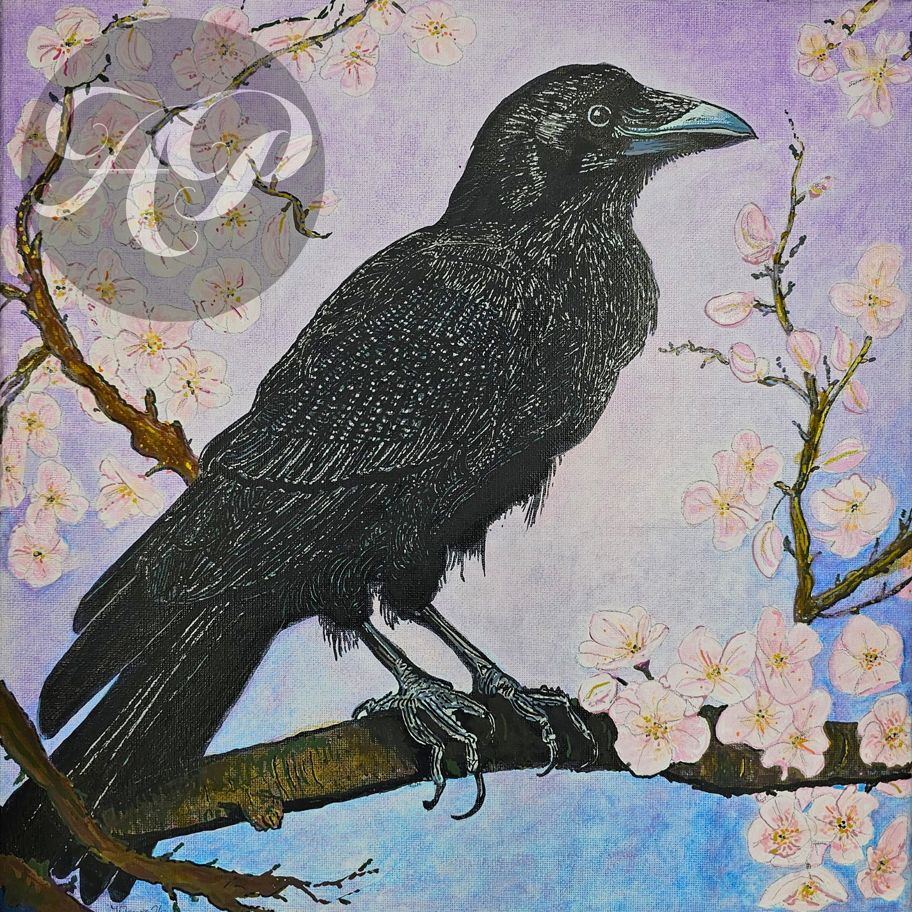 Cherry Raven Original - Multimedia on Canvas