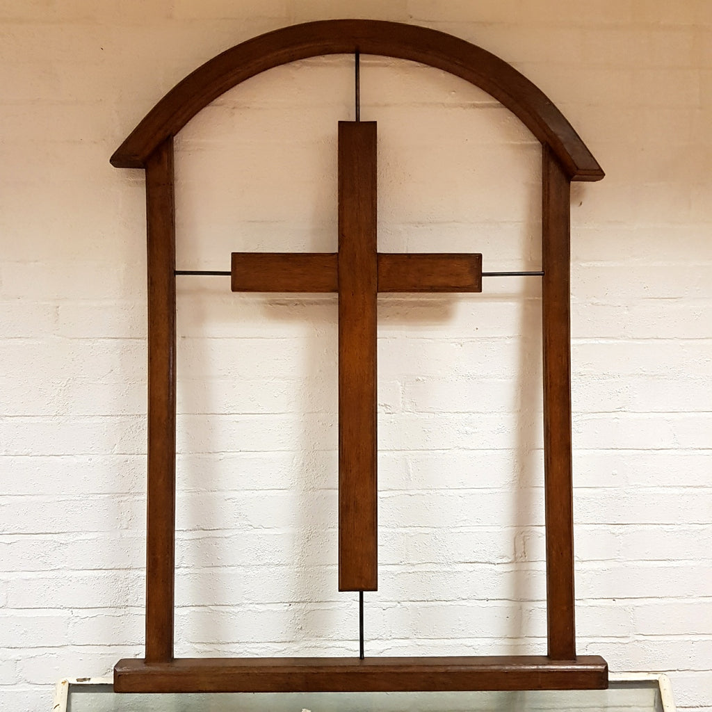 Large Mid Century Oak Crucifix