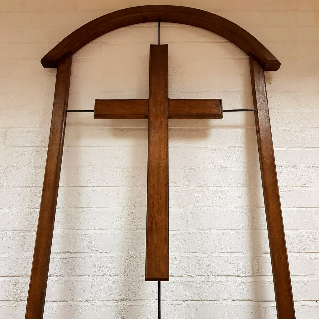 Large Mid Century Oak Crucifix
