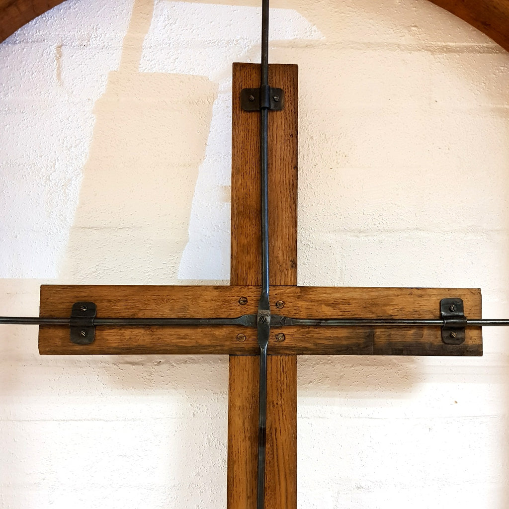 Large Mid Century Oak Crucifix