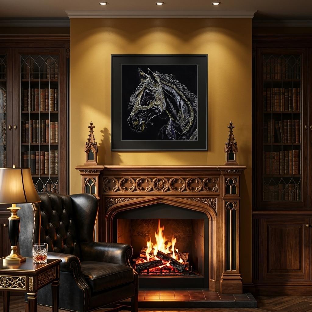 Equus Onyx Original - Mixed Media on Paper