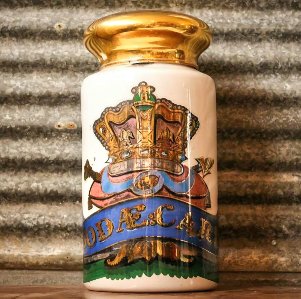 Large Victorian Reverse Painted Lidded Apothecary Jar