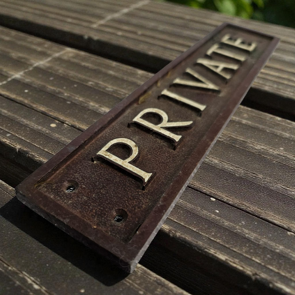 PRIVATE Bronze and Enamel Door Plaque