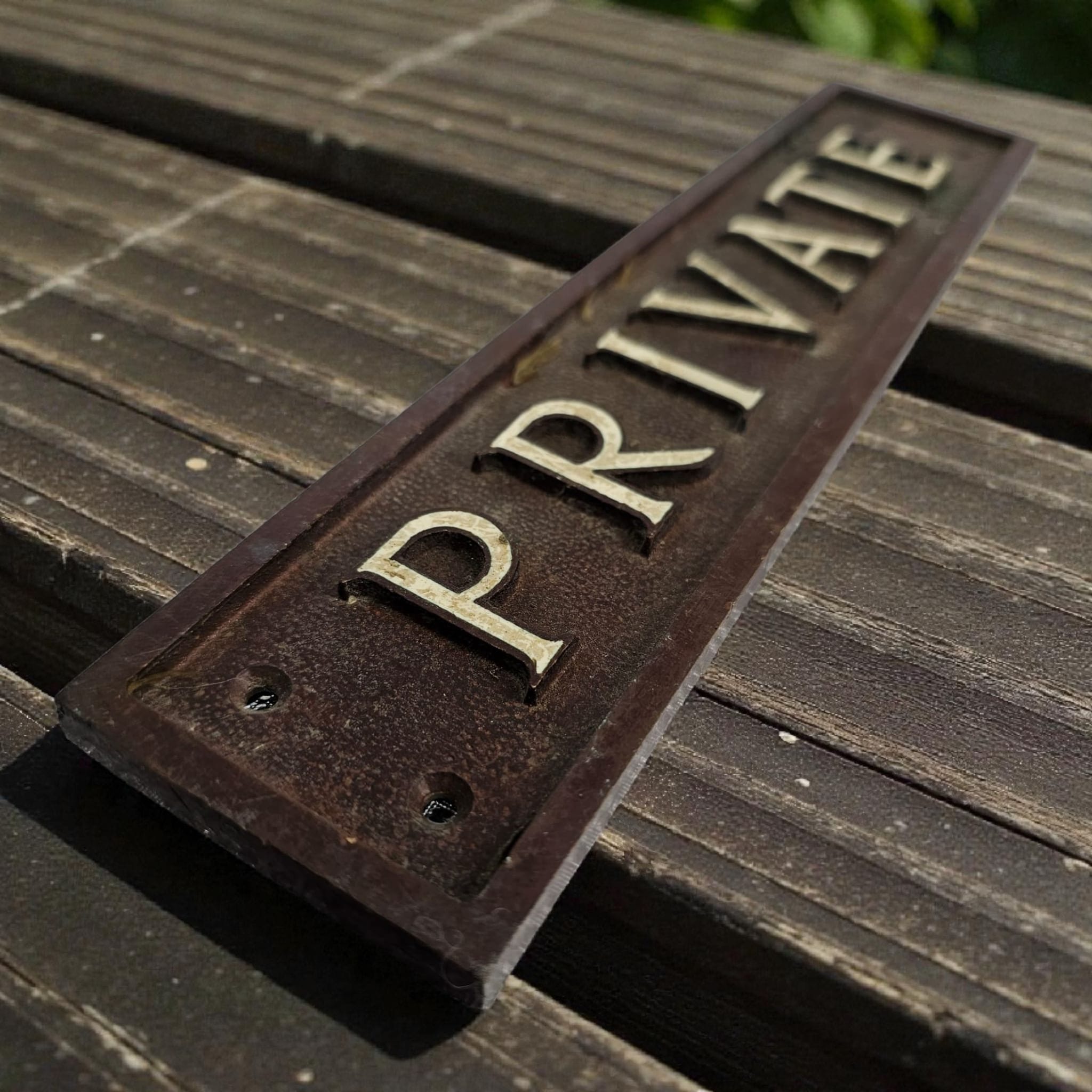 PRIVATE Bronze and Enamel Door Plaque