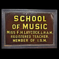 School of Music Reverse Painted Glass Sign