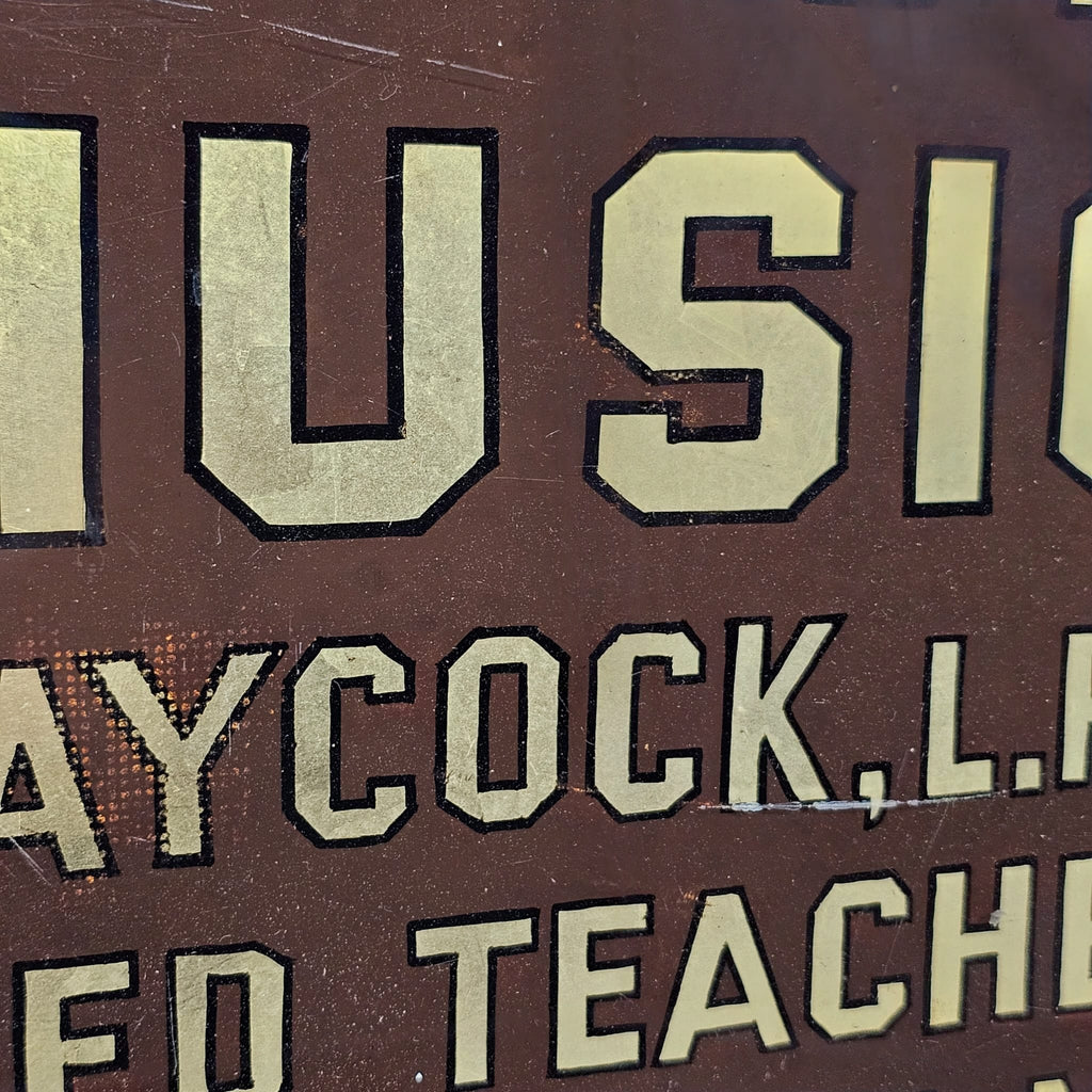School of Music Reverse Painted Glass Sign