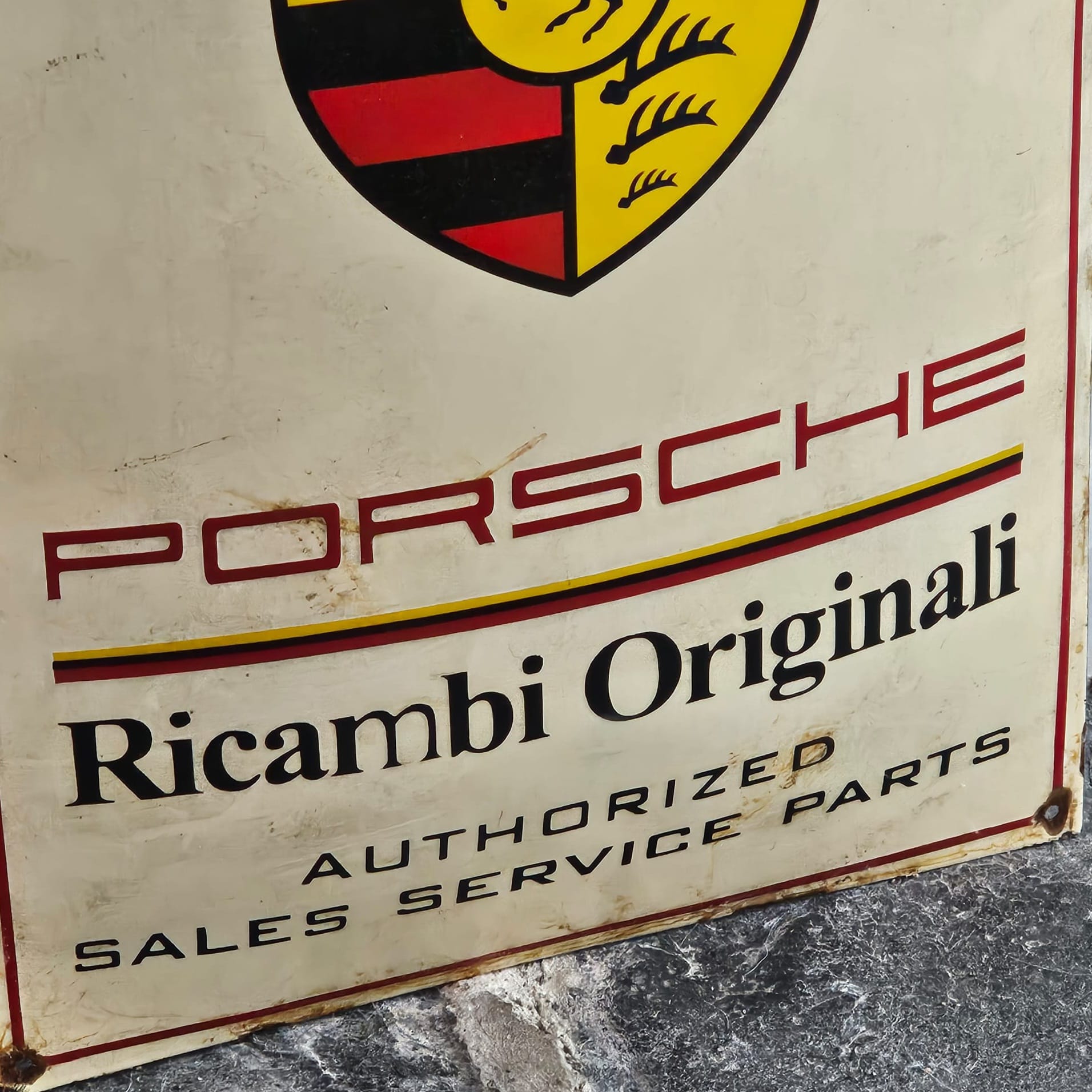 Vintage Cushion Porsche Service Enamel Sign