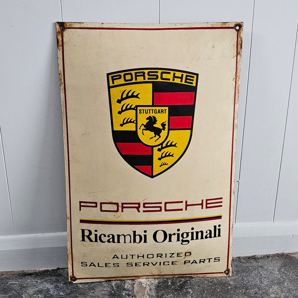 Vintage Cushion Porsche Service Enamel Sign