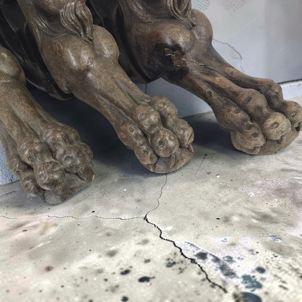 Trio of Antique 19th Century Carved Oak Lion Table Legs / Architectural Corbels
