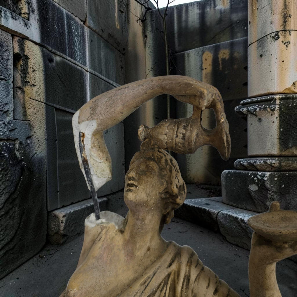 Neoclassical Plaster Figures After Clodion - Bacchante & Hebe Nymphs