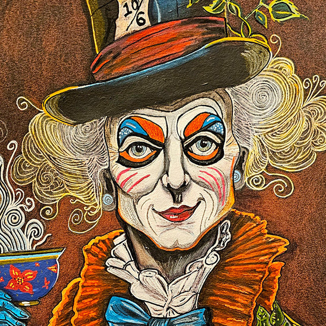 Mad Hatter Original - Mixed Media on Paper