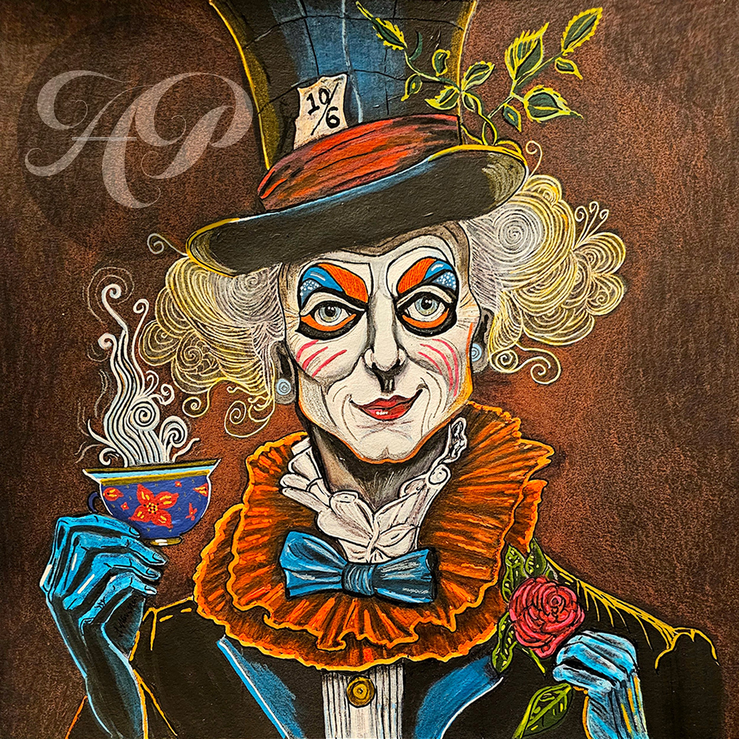 Mad Hatter Original - Mixed Media on Paper