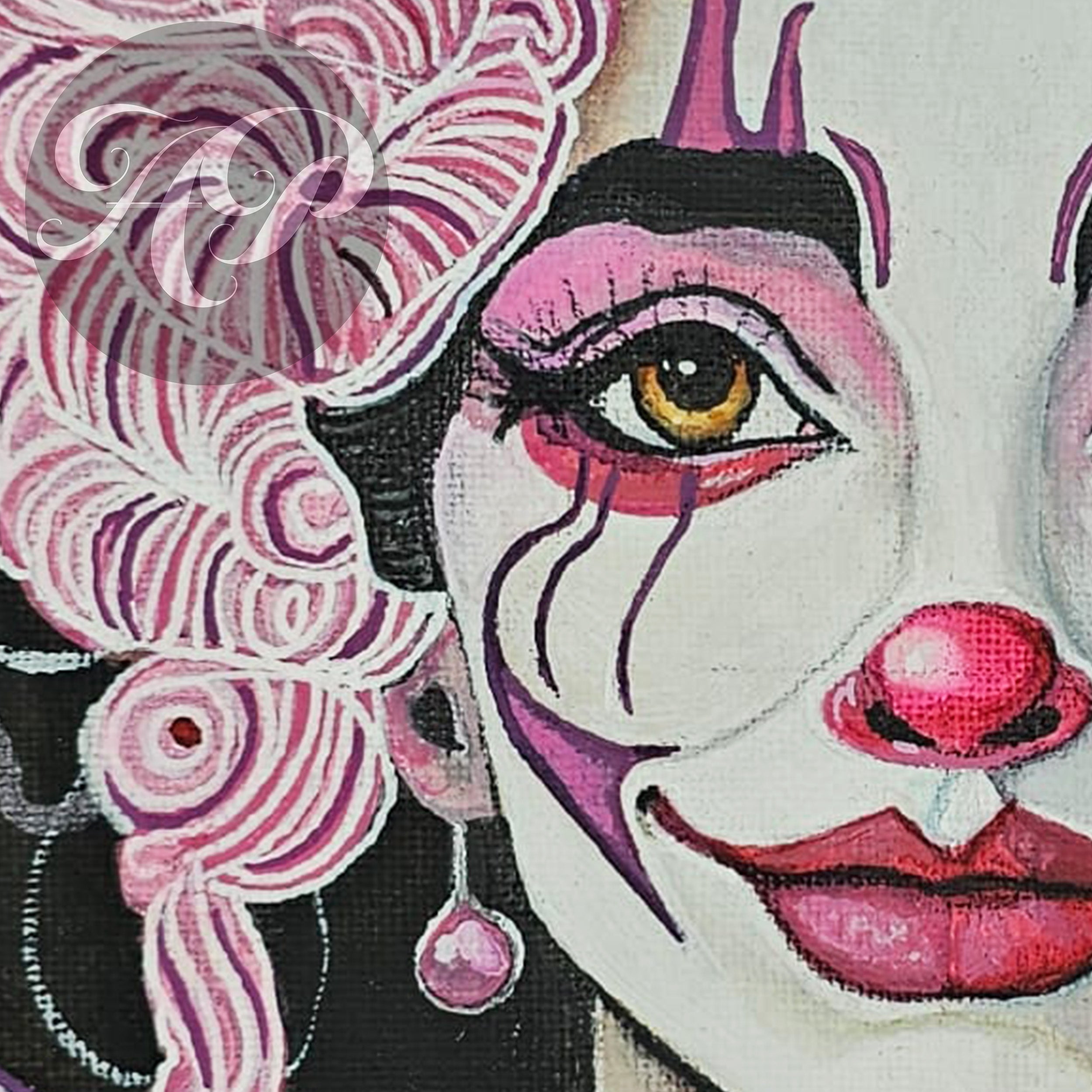 Pinkie's Clown Original - Multimedia on Canvas