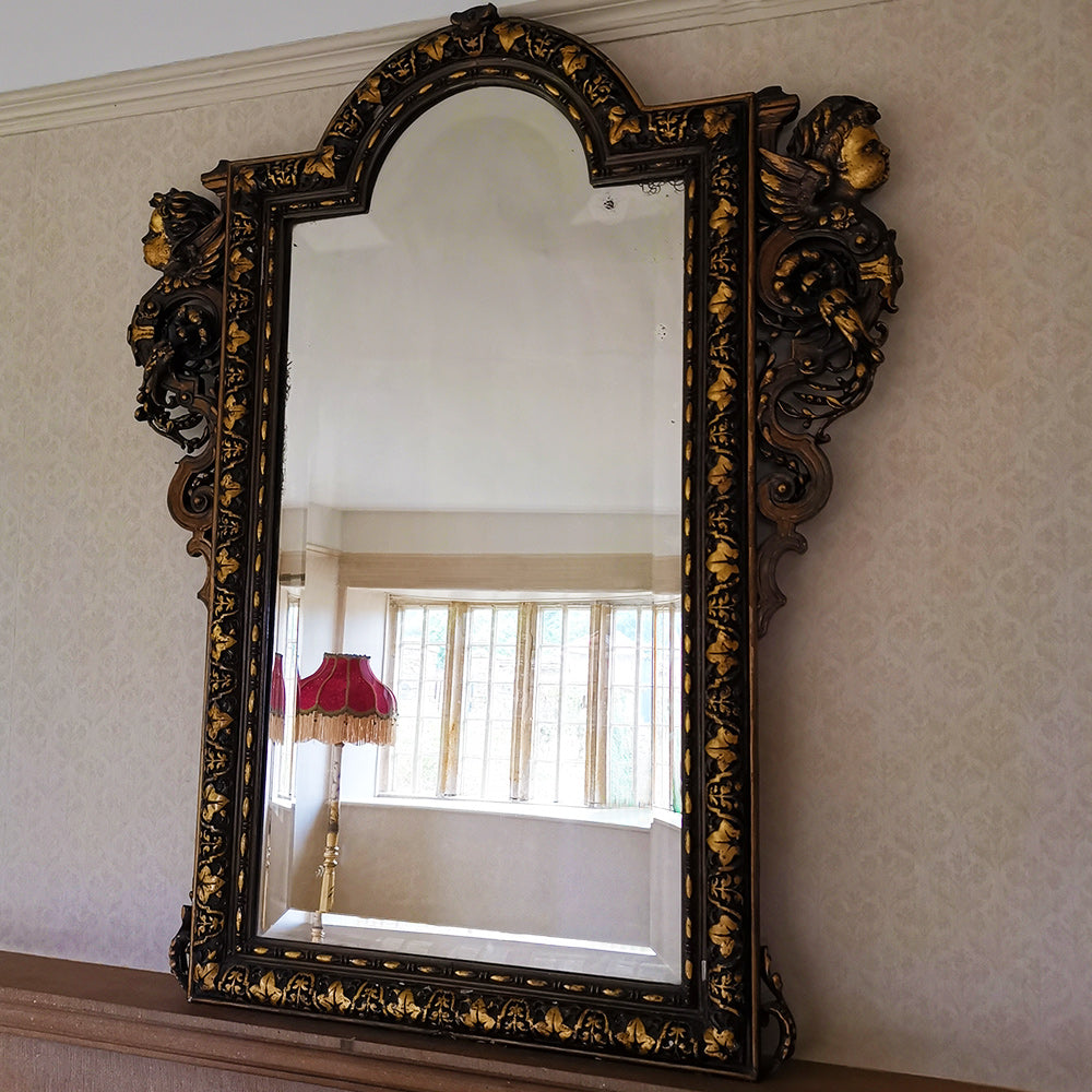 Giltwood &amp; Gesso Cherub Mirror