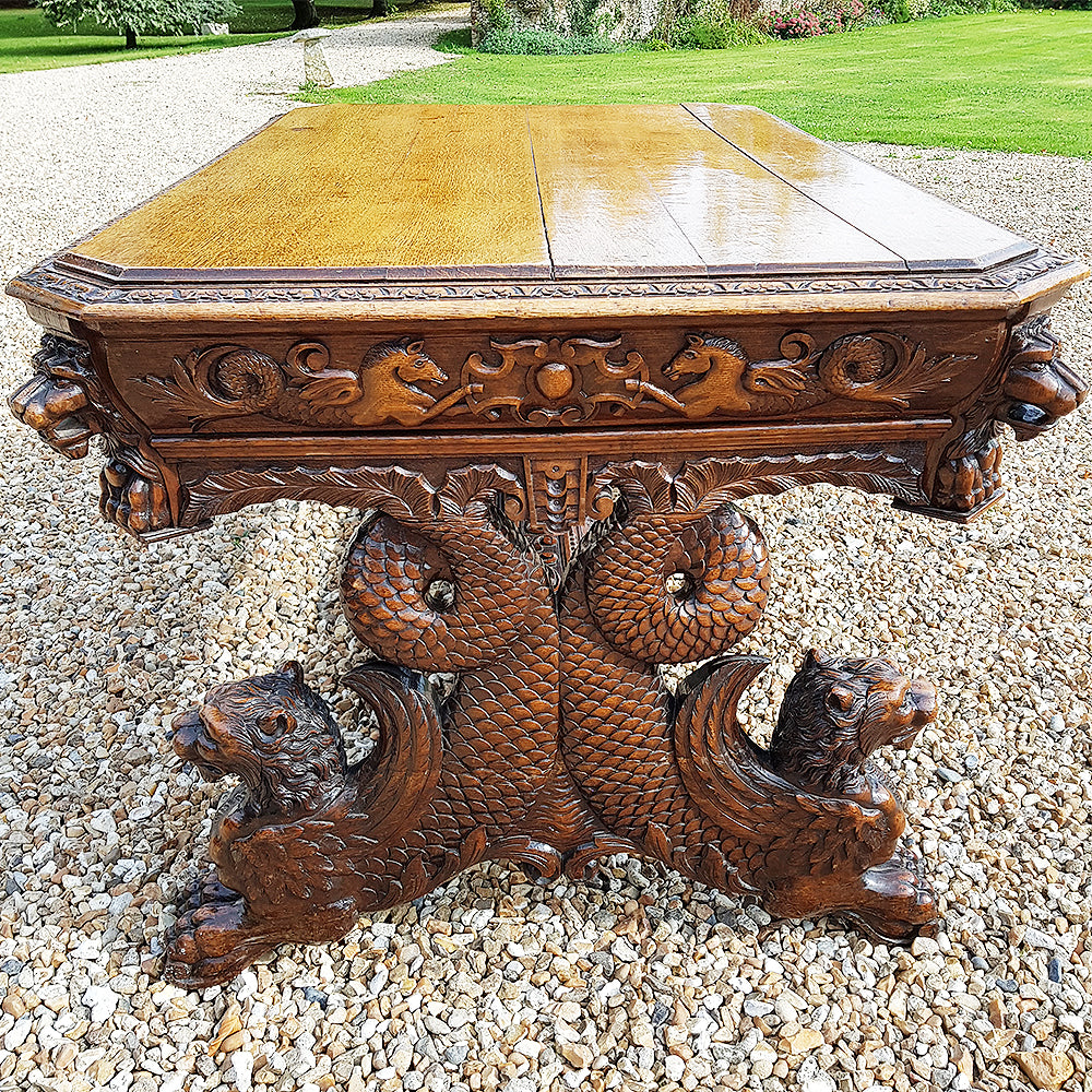 19th Century Carved Oak Table