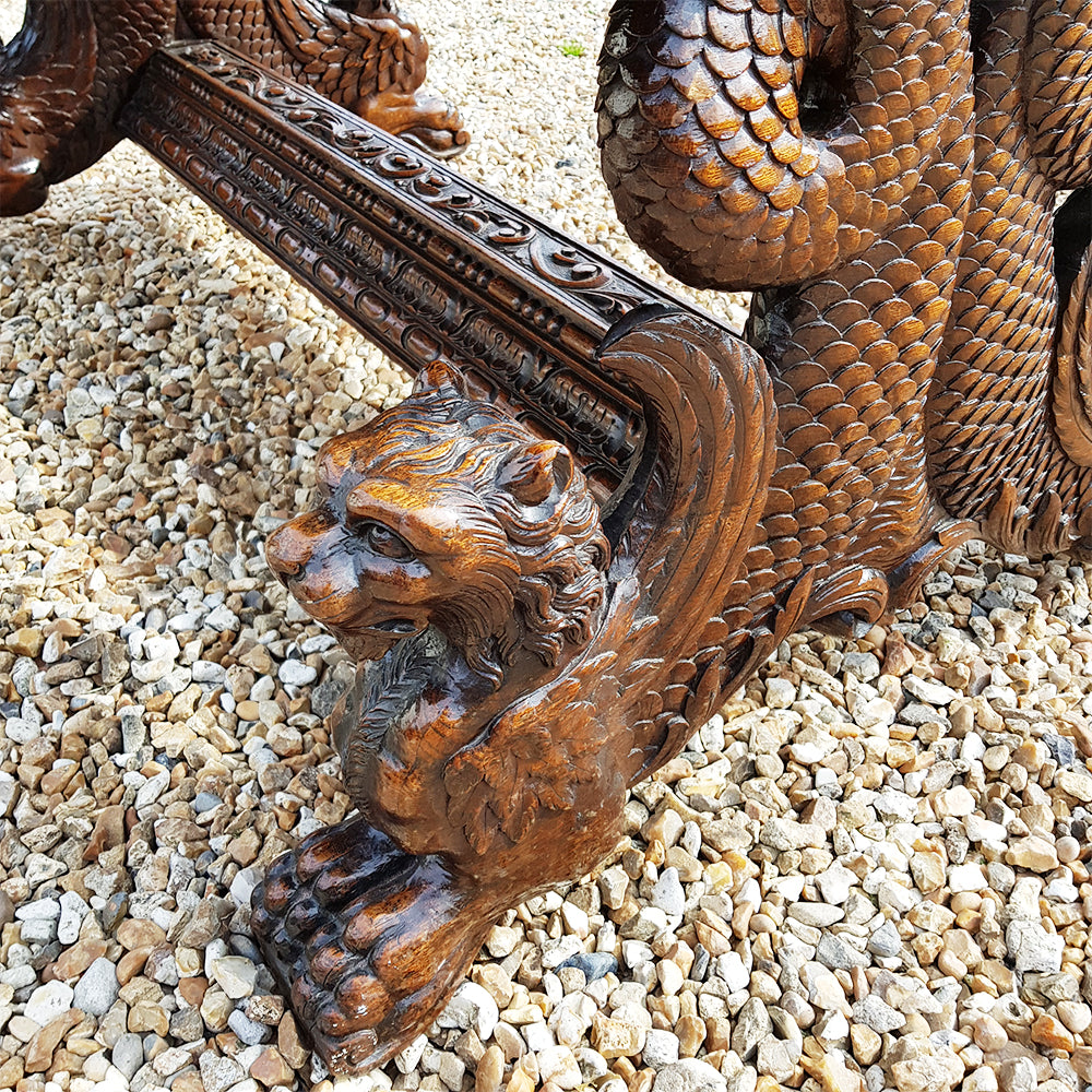 19th Century Carved Oak Table