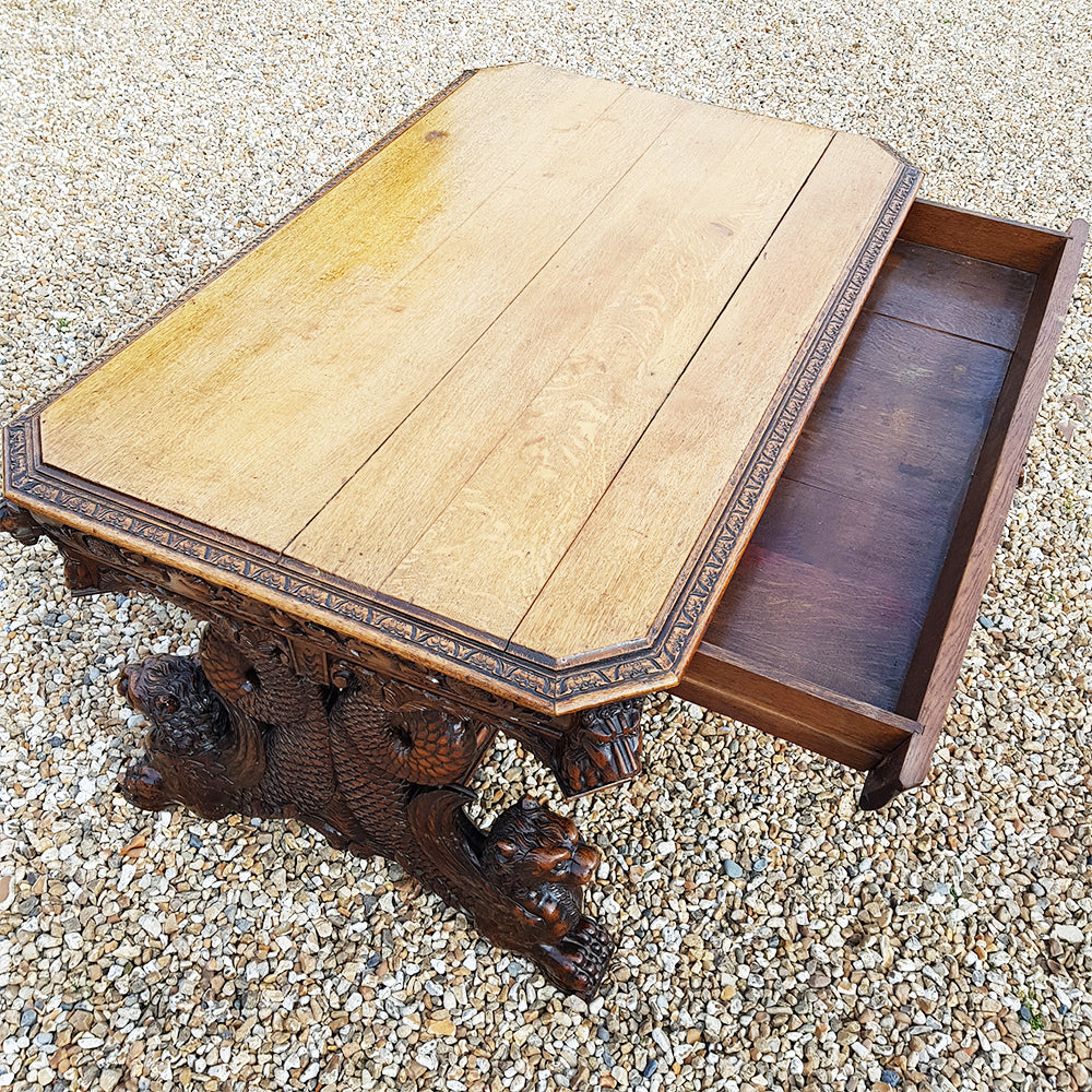 19th Century Carved Oak Table