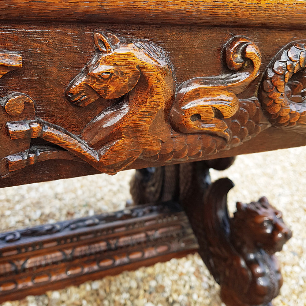 19th Century Carved Oak Table