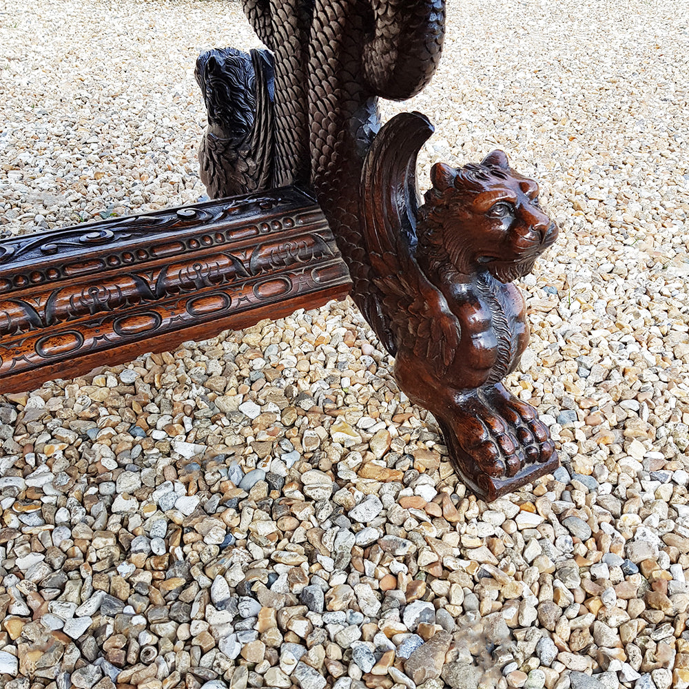 19th Century Carved Oak Table