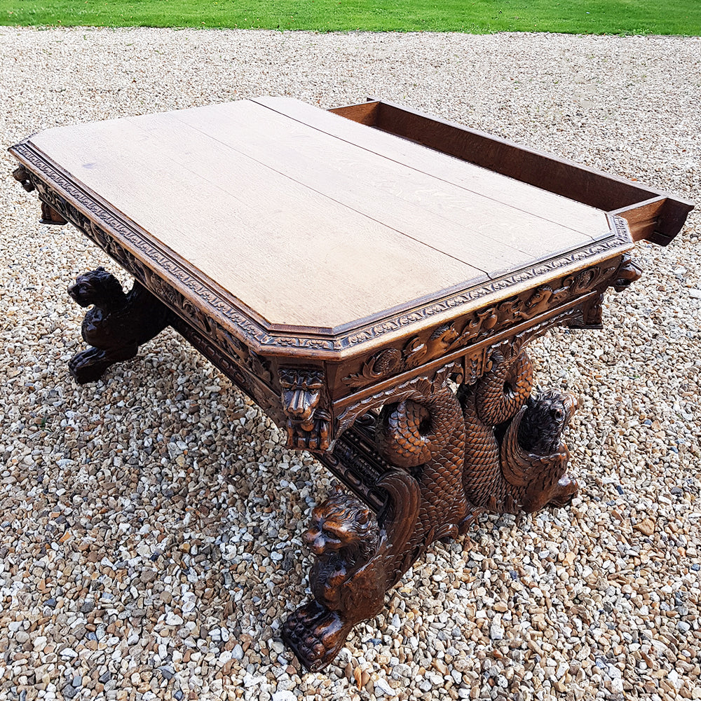 19th Century Carved Oak Table