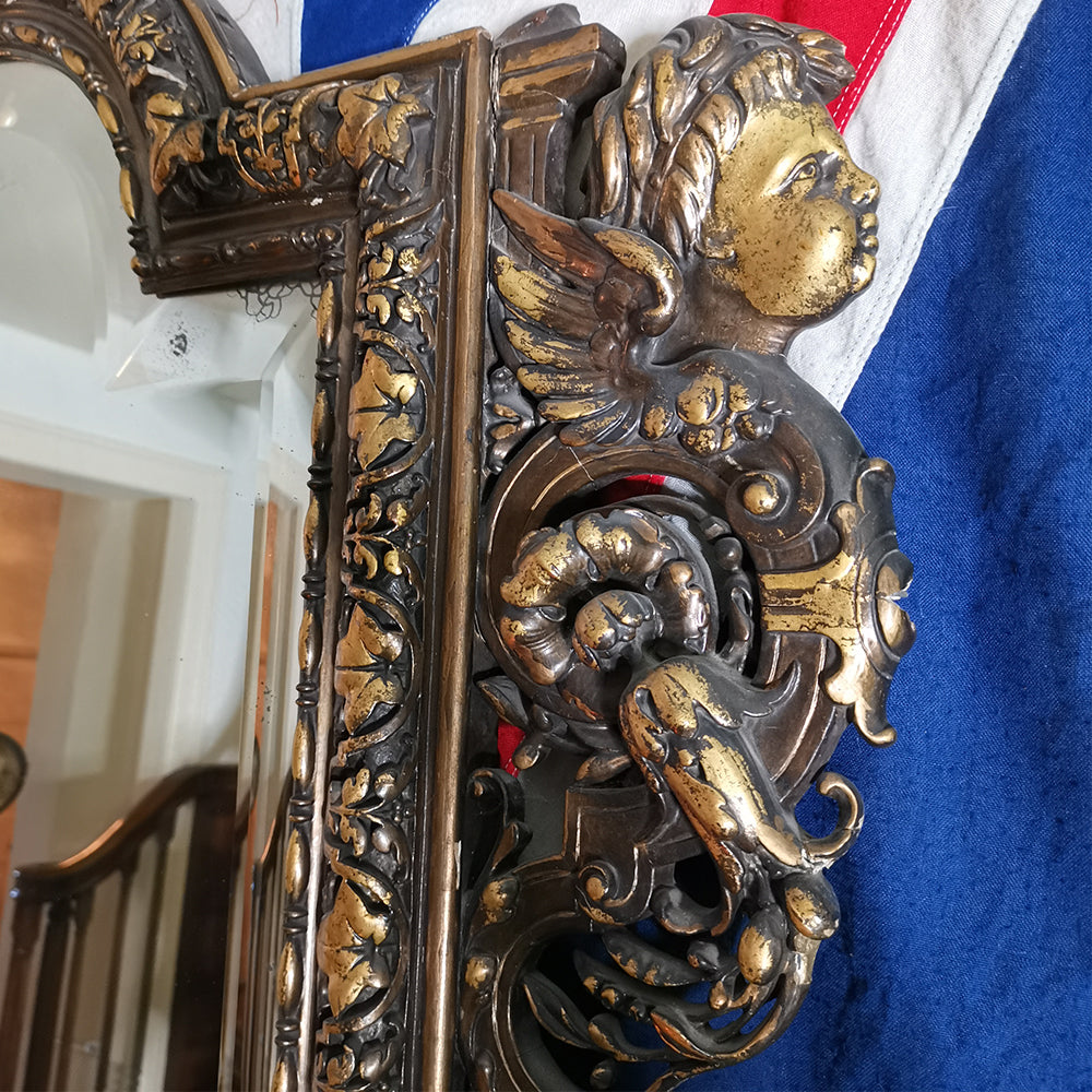 Giltwood &amp; Gesso Cherub Mirror